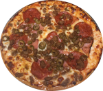 An LJ's favorite (all meat) with green olives added to it