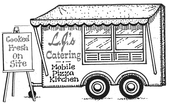 LJs Pizza Patios custom mobile pizza kitchen in a trailer for special events